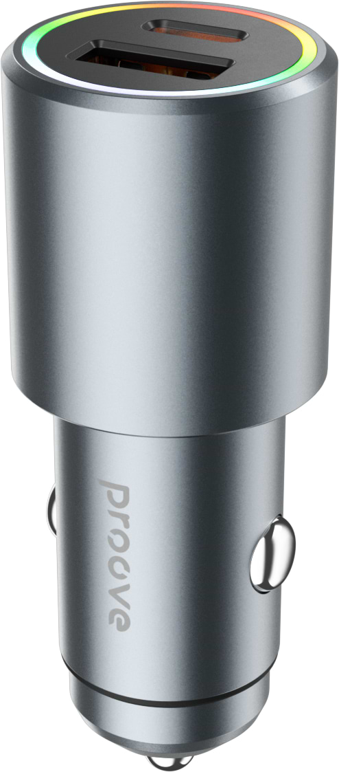 Автомобільний зарядний пристрій Proove Double Energy Plus 53W (USB + Type-C) Metal Gray